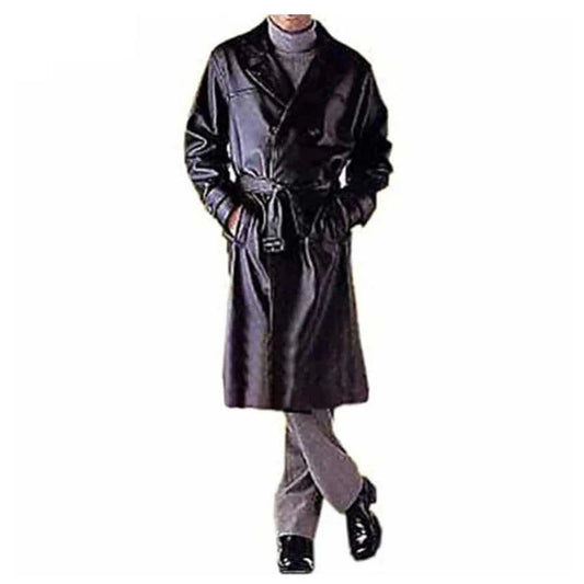 Men's Real Leather Double Breasted Trench Coat Choice of Length and Size