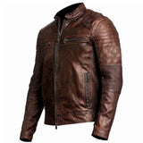 Men's Biker Cafe Racer 1 Brown Motorcycle Vintage Bike Retro Real Leather Jacket