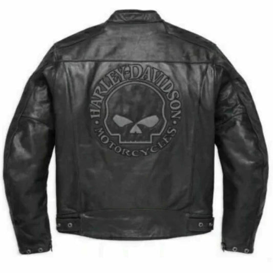 Harley Davidson Men's Reflective Skull Leather Jacket