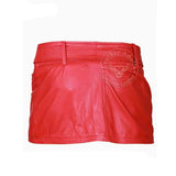 Ladies Sexy Butter Soft Genuine Lambskin Leather Red Mini Skirt Clubwear