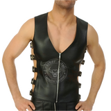 Mens Real Leather Vest Biker BLUF Vest Leather vest Fetish Corset Gay waistcoat