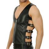 Mens Real Leather Vest Biker BLUF Vest Leather vest Fetish Corset Gay waistcoat