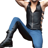 Mens Real Leather Vest Biker BLUF Vest Leather vest Fetish Corset Gay waistcoat