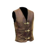 Men's Pure Cows Brown Leather Biker Style Waistcoat Vest Most Sizes