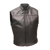 Mens Superb Quality 100% Cowhide Leather Biker Style Waistcoat Vest