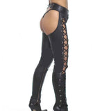 Women’s Real Cowhide Soft Leather Chaps Side Laces Up Leather Chaps