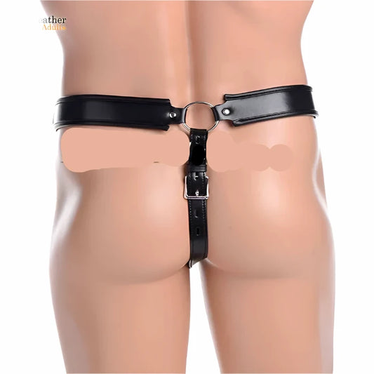 STRICT Safety Net Male Chastity JOCKSTRAP Gay Thong Real Cowhide Leather Belt Slip Jockstrap Leder Pants M,L, XL