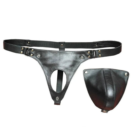 Mens Underwear Genuine Real Leather Cod Piece Thong Jock Jockstraps Fetish