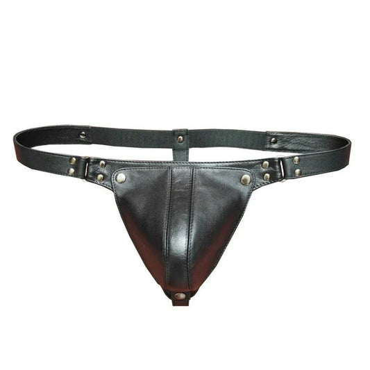 Mens Underwear Genuine Real Leather Cod Piece Thong Jock Jockstraps Fetish