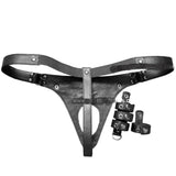 Mens Underwear Real Leather Jockstraps Cod Piece Thong Jock Studded with Rings