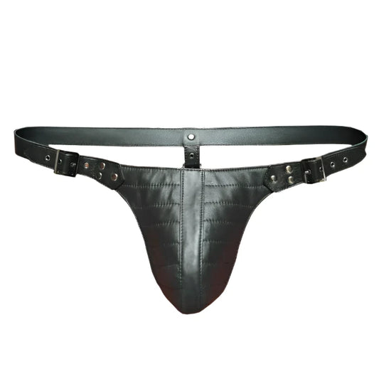 Mens Gay Underwear Genuine Real Leather Thong Jock Jockstraps Padded All Leather