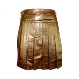 Brown LEATHER Fully Pleated Kilt – K2-BRW