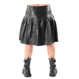 Black LEATHER Pleated Kilt & Sporran – K7 – BLK