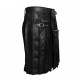 Black LEATHER Pleated Kilt & Sporran – K7 – BLK