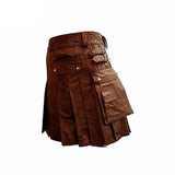 BROWN Leather Gladiator Pleated Kilt – K5 – BRW