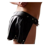 Mens Black Leather Gladiator Kilt Set for Costumes Heavy Hardware LARP K2