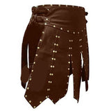 MENS BROWN LEATHER GLADIATOR KILT – K6