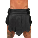 Mens Real Leather Black Roman Gladiator Skirt Kilt Gothic Kilt LARP