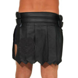 Mens Black Cowhide Leather Roman Gladiator Skirt Kilt Gothic Belt and Buckles Kilt LARP ALL SIZES