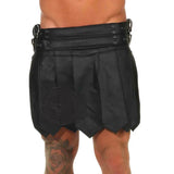 Mens Black Cowhide Leather Roman Gladiator Skirt Kilt Gothic Belt and Buckles Kilt LARP ALL SIZES