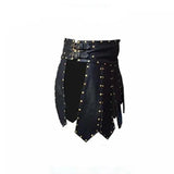 Mens Black Real Cowhide Leather Gladiator Kilt - K6