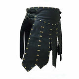 Mens Black Real Cowhide Leather Gladiator Kilt - K6