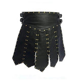 Mens Black Real Cowhide Leather Gladiator Kilt - K6