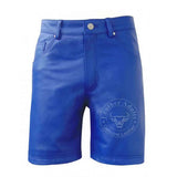 Womens 100% GENUINE BLUE LEATHER BERMUDA SHORTS with Five Pockets