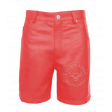 Womens 100% GENUINE RED LEATHER BERMUDA SHORTS with Five Pockets