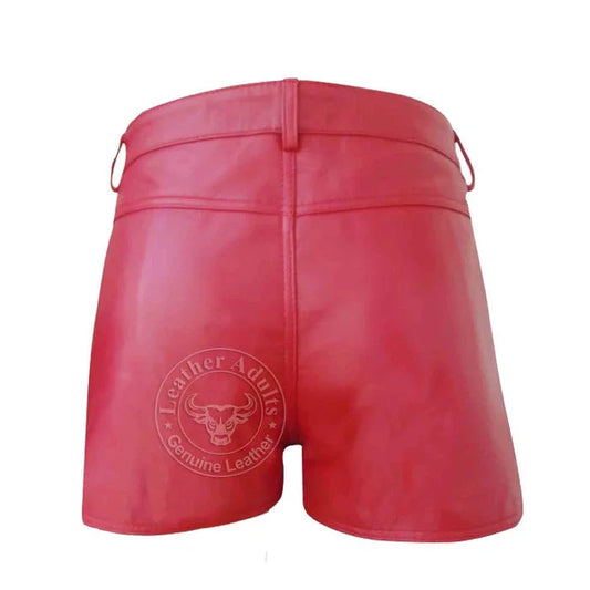 Womens 100% GENUINE LEATHER SEXY Red SHORTS With Two Pockets