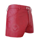 Womens 100% GENUINE LEATHER SEXY Red SHORTS With Two Pockets