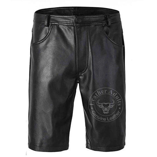 WOMENS BLACK 100% GENUINE LEATHER BERMUDA SHORTS with Five Pockets