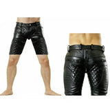 Mens Real Cow Leather Black Shorts with Full Front to Rear Zip Clubwear Leisure