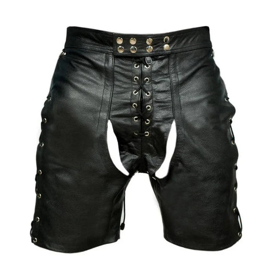 Men's Chaps Style Shorts 100% Genuine Leather Clubwear Shorts