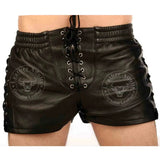 Men's Real Lambskin Leather Boxer Shorts Sexy Gay Nappa Leather Shorts