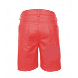 MENS 100% GENUINE MULTICOLORED LEATHER BERMUDA SHORTS with Five Pockets