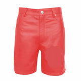 MENS 100% GENUINE MULTICOLORED LEATHER BERMUDA SHORTS with Five Pockets