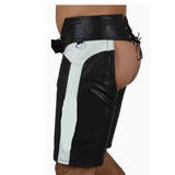 Men’s Real Cowhide Leather Shorts Knees Long Shorts Leather Chaps