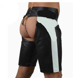 Men’s Real Cowhide Leather Shorts Knees Long Shorts Leather Chaps