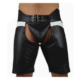 Men’s Real Cowhide Leather Shorts Knees Long Shorts Leather Chaps