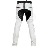 Mens White and Black Cowhide Leather Pants BLUF Saddleback Breeches Pants