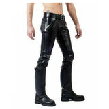 Men's Leather Pants Double Zip Jean Trousers Breeches BLUF lederhosen Lederjeans