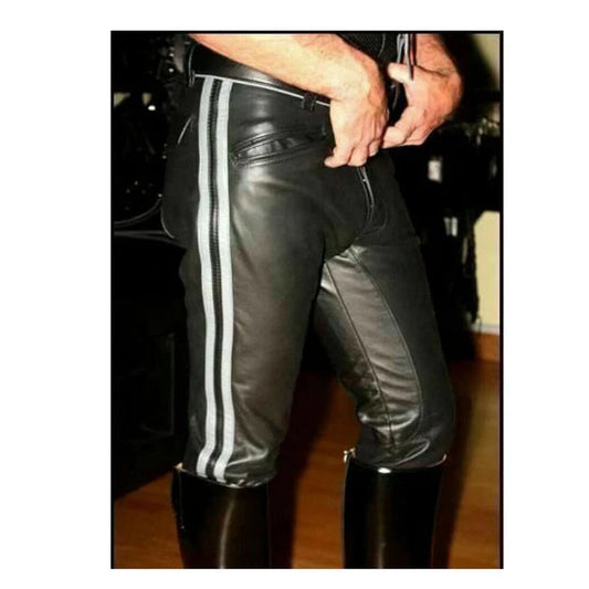 Men's Real Leather Pants Punk Kink Jeans Trousers BLUF Pants Bikers Breeches