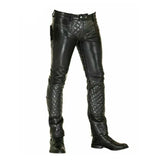 Men's Original Leather Trouser Jeans Breeches Padded Pants BLUF Lederhosen Bikers