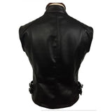 Sexy Women's Ladies Real BLACK SHEEP LAMB Leather Bikers Waistcoat Vest W12