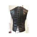 Men's Leather Steel Boned Steampunk Waistcoat Vest Corset Goth Victorian