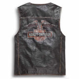 Harley Davidson Men's Eagle Distressed Slim Fit Leather Vest